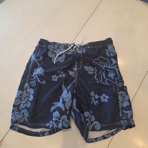 Izod Navy and Light Blue Floral Board Shorts